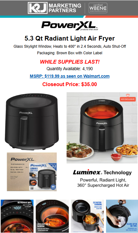 PowerXL Air Fryer Luminex Radiant Light Glass Window