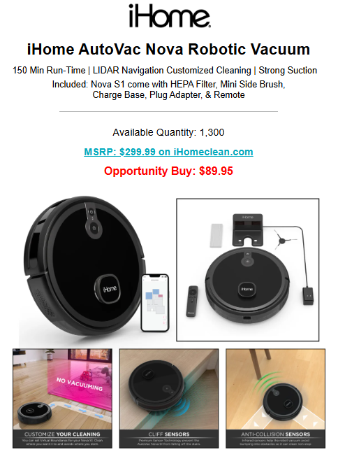 iHome AutoVac Nova Robot Vacuum